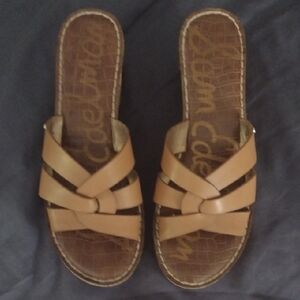 Sam Edelman Wedge Slide Tan Leather Sandals 8M